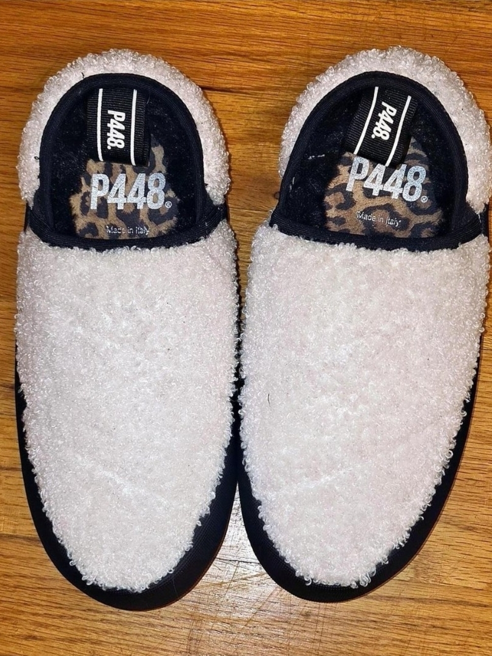 P448 Cozy Sherpa Slip-On Mules in White